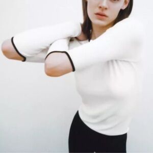 Zara Women's Ribbed Cut Elbow Long Sleeve Top Size S NWT